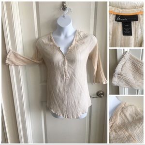 Striped Peasant Top (White and Tan)
